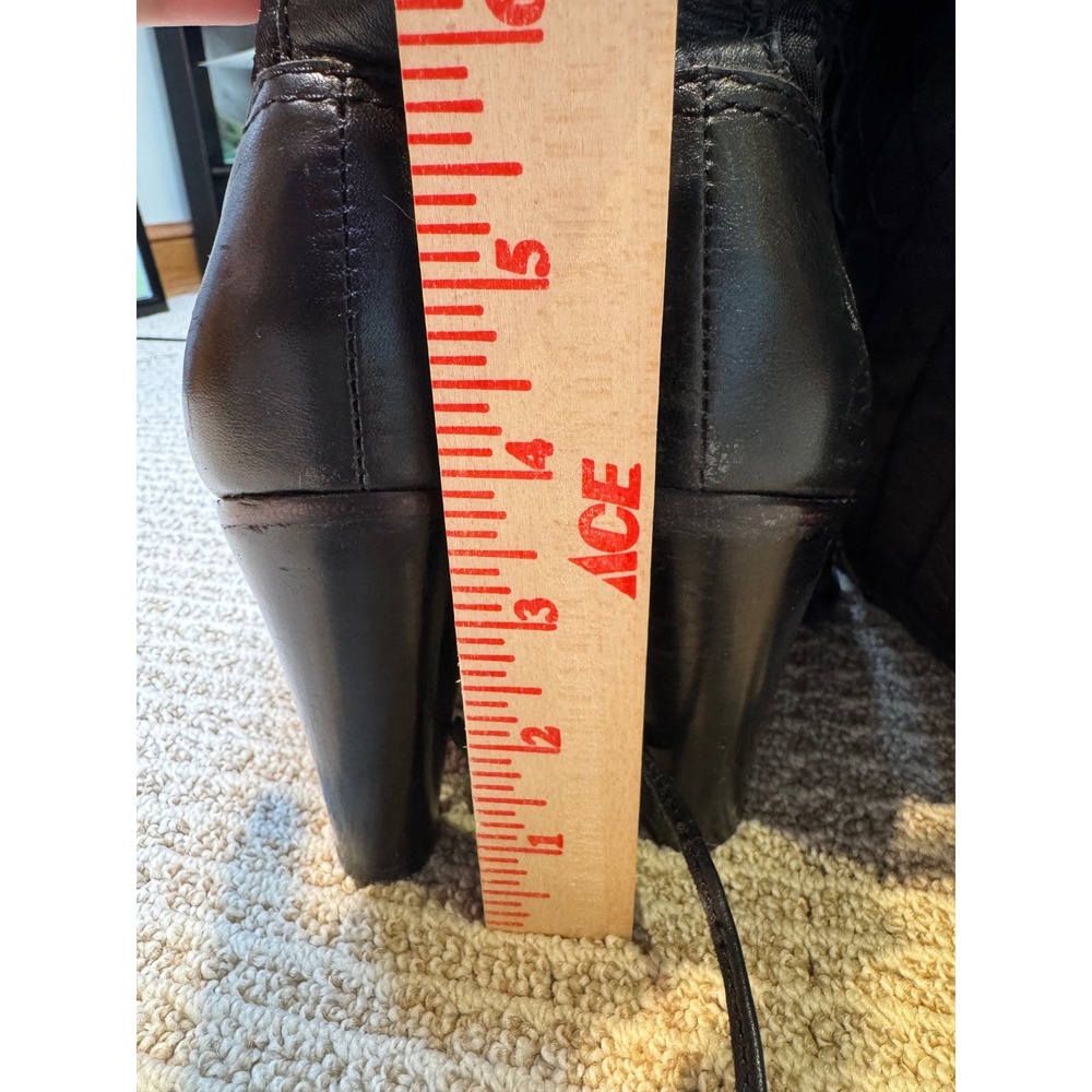 Michael Kors Black Quilted Leather Lace Up High Heel Boots Womens 8M Gold - Picture 11 of 11